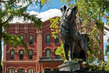 A statue of Shep the dog stands on Front Street near the Grand Union Hotel in Fort Benton. (Greg Vaughn)