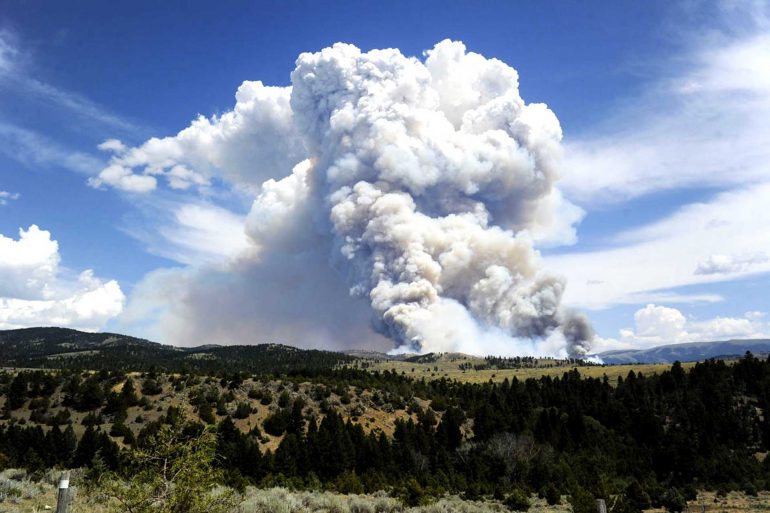 The smoke column from the Cabin Gulch Fire on the Helena National Forest in 2015. (Thom Bridge, Independent Record)