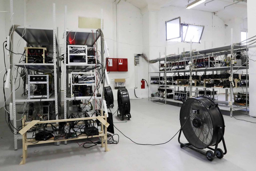 Hardware at the SberBit cryptocurrency mining facility in Moscow, Russia. (Vyacheslav Prokofyev/TASS)