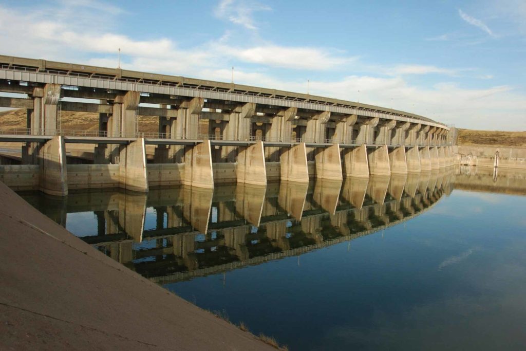 The Fort Peck Dam spillway on the Missouri River in northeast Montana. (AP Photo, Matt Brown)